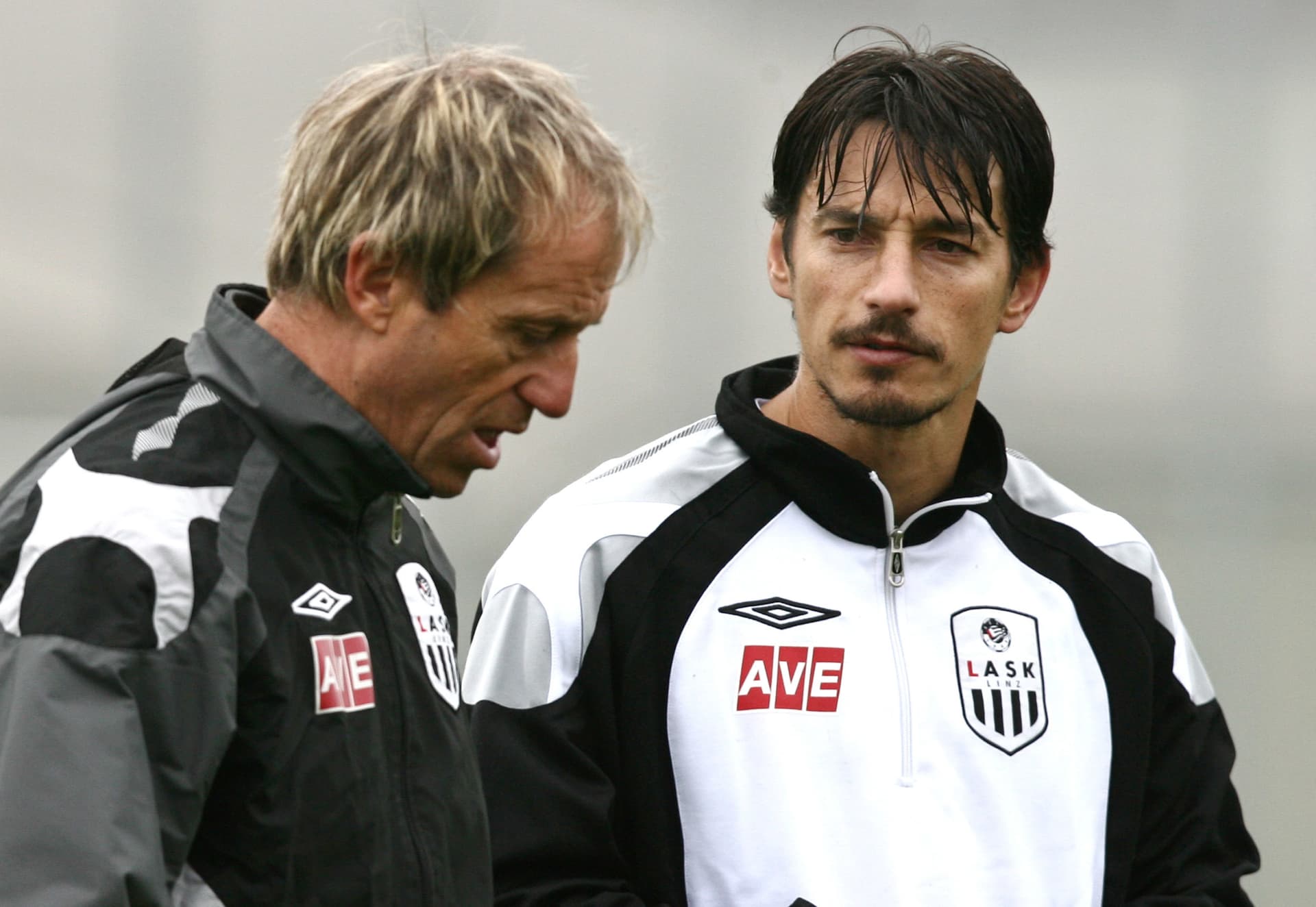 Klaus Lindenberger als LASK-Trainer mit Ivo Vastic